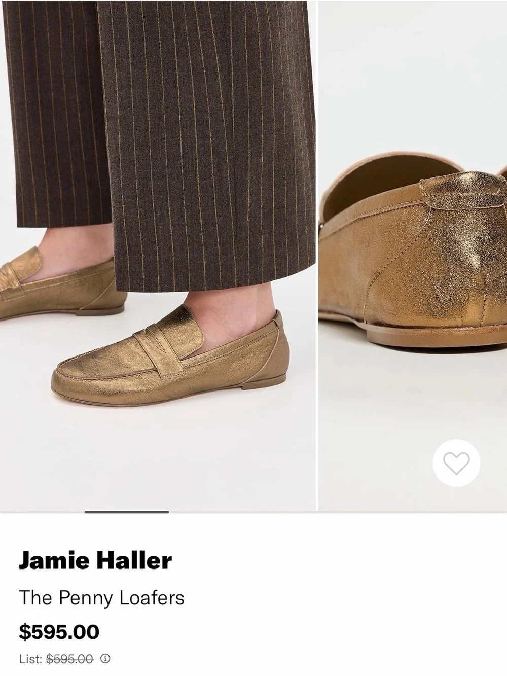 Metallic Jamie Haller Gold/Bronze Penny Loafers